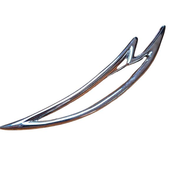 Vtg Mod 80s 90s Brooch Retro HUGE Silvertone Abstract 5 3/8" Long Open Metalwork - Picture 1 of 4